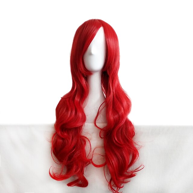  peluca sintética cosplay peluca cuerpo ondulado cuerpo ondulado peluca larga muy larga pelo sintético rojo mujer peluca roja halloween