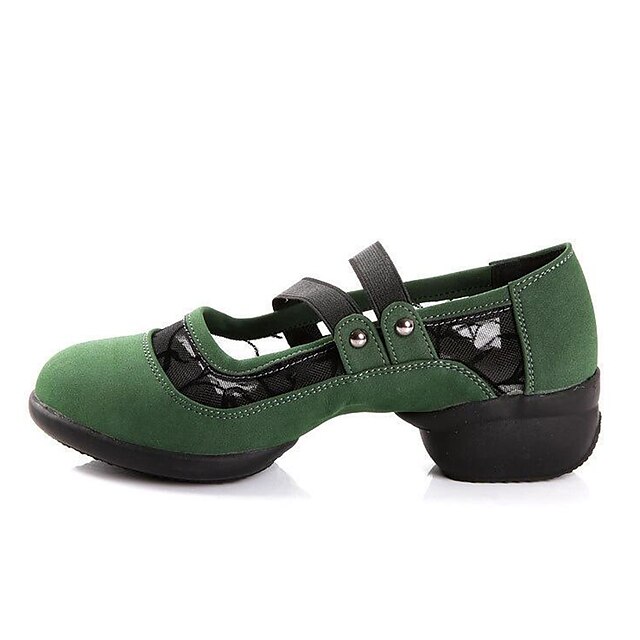  Women's Modern Shoes / Dance Boots Suede Sneaker Low Heel Non Customizable Dance Shoes Black / Red / Green / Practice