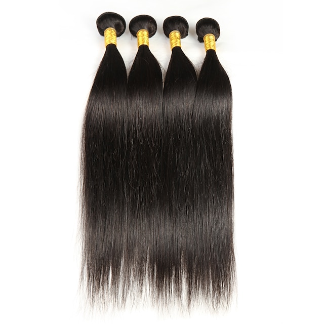  4 Bundles Hair Weaves Malaysian Hair Straight Human Hair Extensions Virgin Human Hair Natural Color Hair Weaves / Hair Bulk 8-26 inch Hot Sale / 10A
