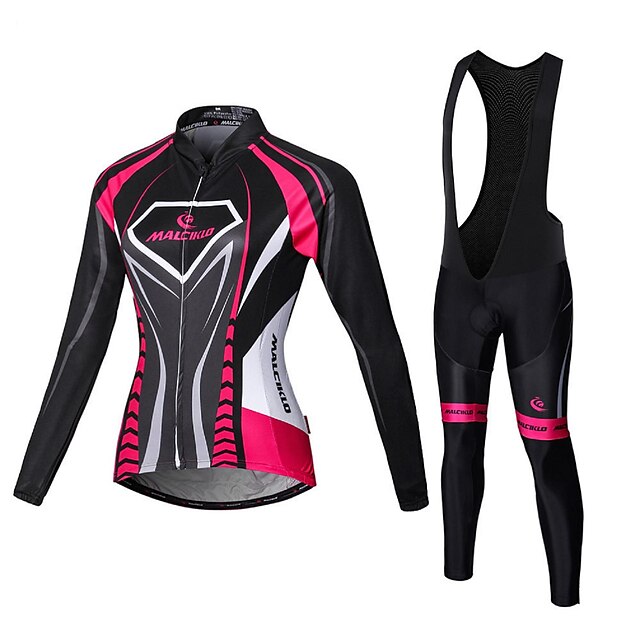  Malciklo Mulheres Manga Longa Camisa com Calça Bretelle Inverno Verão Elastano Roxo Preto Verde Formais Tamanho Grande Moto Secagem Rápida Esportes Padrão Ciclismo de Montanha Ciclismo de Estrada