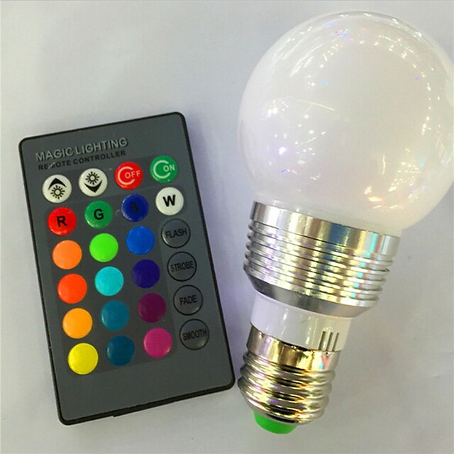  1pc 3 W Smart LED Glühlampen 120 lm E26 / E27 A60(A19) 1 LED-Perlen Hochleistungs - LED Abblendbar Ferngesteuert Dekorativ RGB 85-265 V / 1 Stück / RoHs