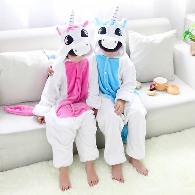 Toys & Hobbies Cosplay & Costumes | Kids Kigurumi Pajamas Unicorn Animal Onesie Pajamas Flannel Toison Blue / Pink Cosplay For B