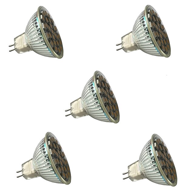  LED-spotlampen 450-550 lm GU5.3 (MR16) MR16 27 LED-kralen SMD 5050 Dimbaar Decoratief Warm wit Koel wit 12 V / 5 stuks / RoHs