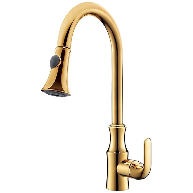  Kitchen faucet - Single Handle One Hole Ti-PVD Pull-out / ­Pull-down Centerset Modern / Brass