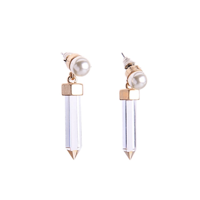  European Luxury Gem Geometric Earrrings Exaggerated Pearl Drop Earrings for Women Fashion Jewelry Best Gift