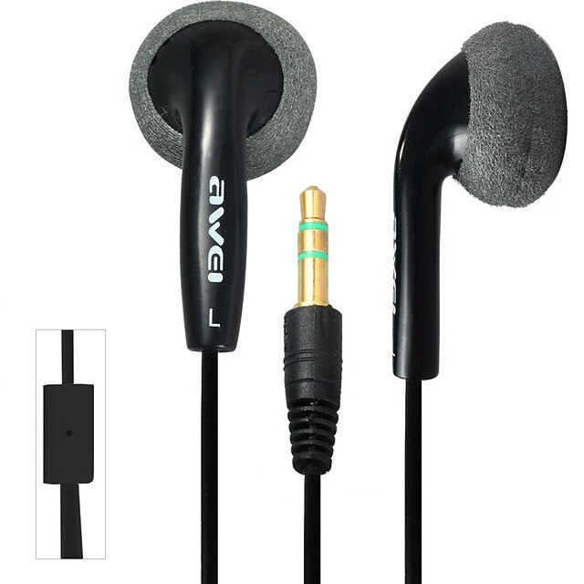  AWEI ES10 EARBUD Com Fio Fones Plástico Celular Fone de ouvido Com Microfone Fone de ouvido