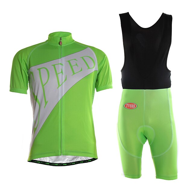  TVSSS Homens Manga Curta Camisa com Bermuda Bretelle Verde Formais Moto Conjuntos Tapete 3D Secagem Rápida Redutor de Suor Esportes Lycra Clássico Ciclismo de Montanha Ciclismo de Estrada Roupa