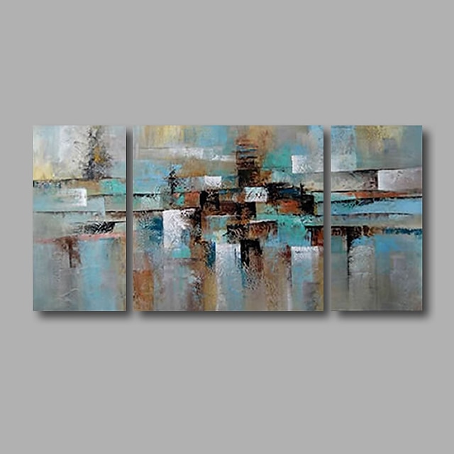  Pintura al óleo pintada a colgar Pintada a mano Horizontal Abstracto Moderno Incluir marco interior / Tres Paneles