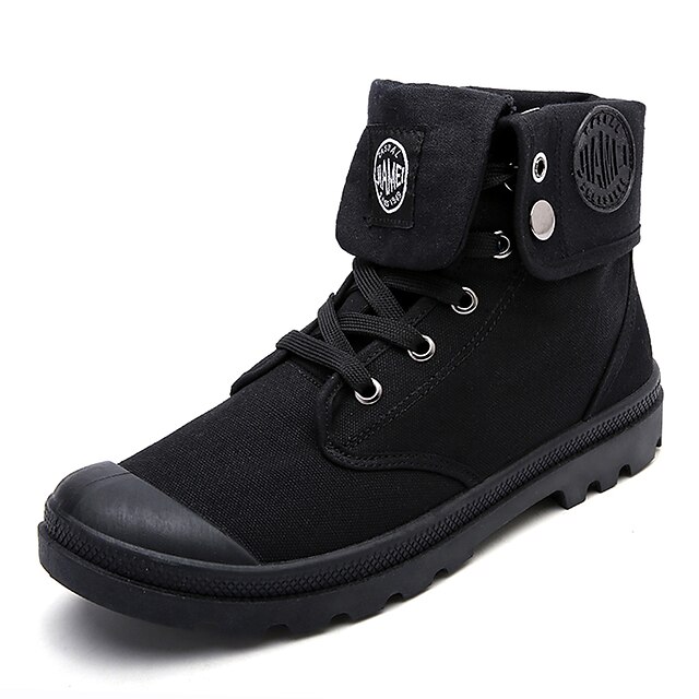  Men's Boots Comfort Fashion Boots Fall Winter PU Casual Lace-up Flat Heel Black Yellow Light Grey Flat