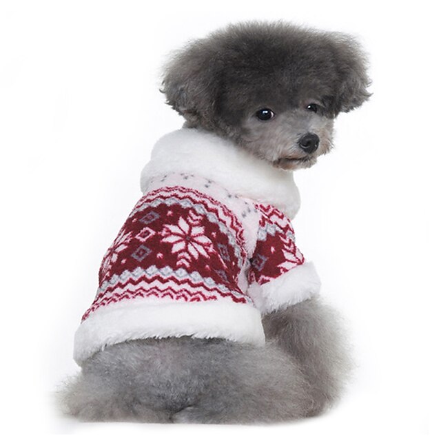  Dog Coat Sweater Snowflake Classic Keep Warm Outdoor Winter Dog Clothes Black Red Costume Cotton XS S M L XL