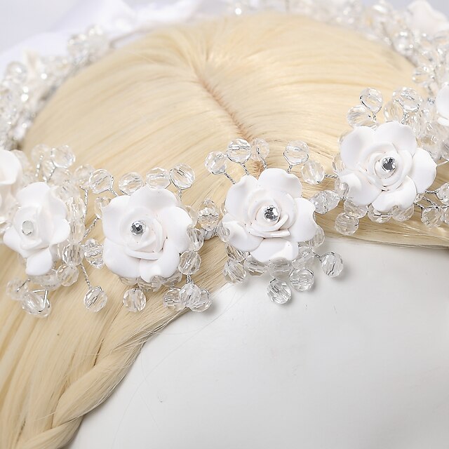  Women's Flower Girl's Satin Crystal Imitation Pearl Headpiece-Wedding Special Occasion Casual Flowers