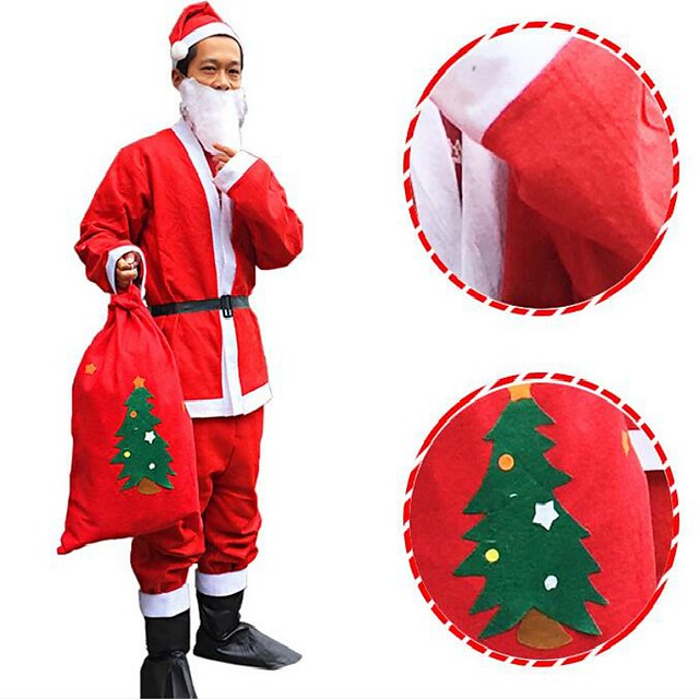  5 pcs decorações de natal não-tecido santa vestido terno chapéu de natal roupas para adultos decoração de natal