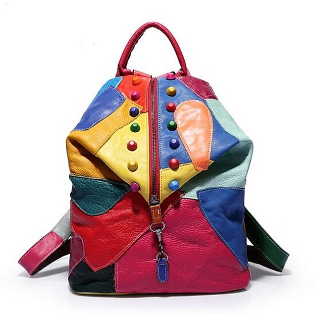  Women's Bags leatherette / PU(Polyurethane) Backpack Zipper Rainbow