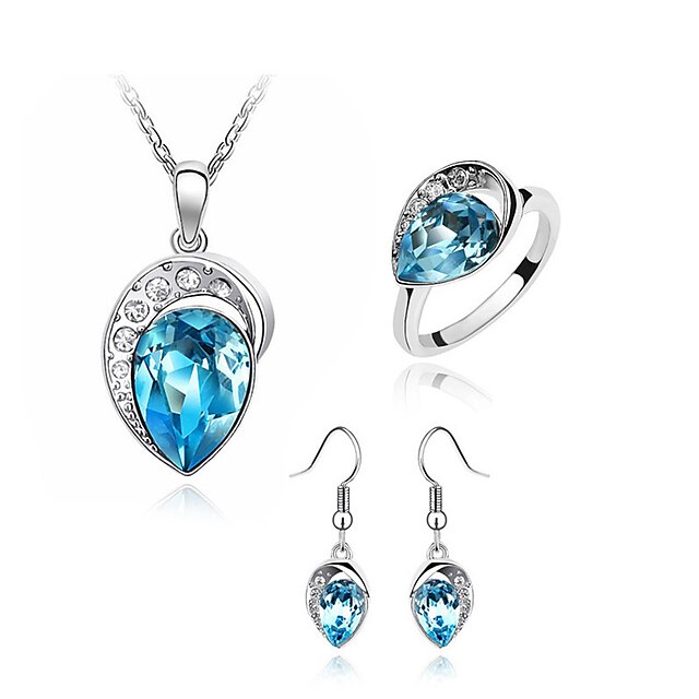  Mulheres Cristal Conjunto de jóias - Fashion Incluir Rosa / Azul marinho Para Diário / Anéis / Brincos / Colares