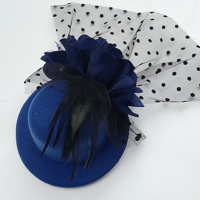  Tulle Feather Fabric Fascinators Kentucky Derby Hat Headpiece Classical Feminine Style