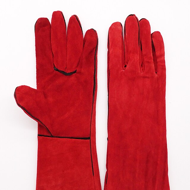  2a van hoge kwaliteit met twee verdiepingen leer double-layer rood opknoping lang lassen handschoenen