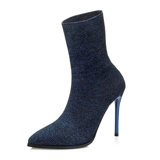  Women's Fabric Fall / Winter Comfort Boots Walking Shoes Stiletto Heel Black / Navy Blue / Light Brown