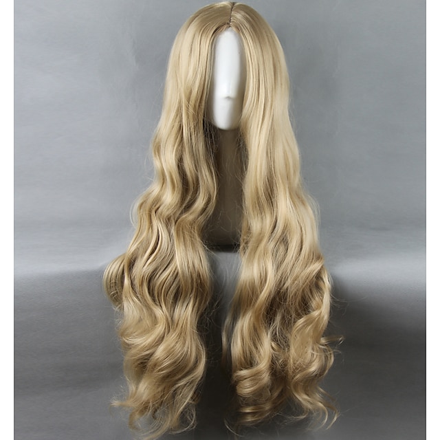  Synthetic Wig Cosplay Wig Straight Straight Wig Blonde Long Very Long Light Blonde Synthetic Hair Women's Middle Part Blonde