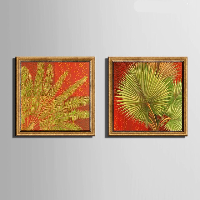  Framed Canvas Framed Set Floral/Botanical Wall Art, PVC Material With Frame Home Decoration Frame Art Living Room Bedroom Kitchen Dining