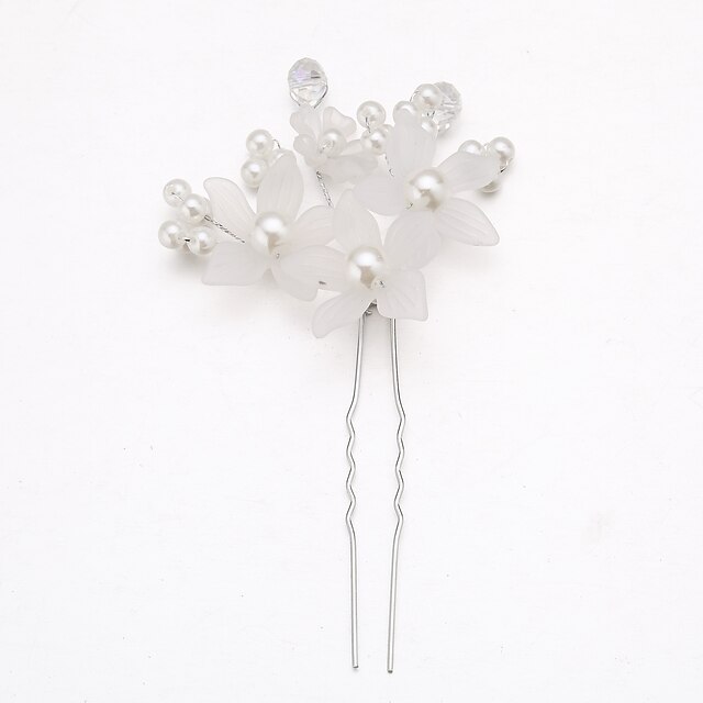  krystal efterligning perle akryl blomster hår pin hovedstykke elegant stil