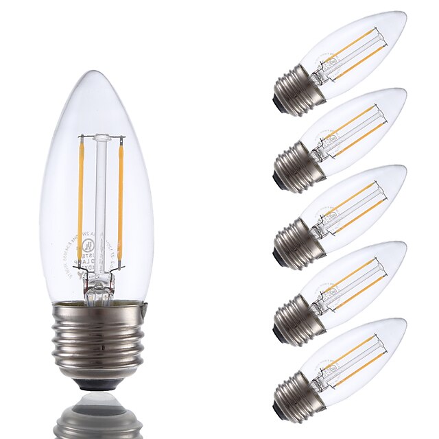  GMY® 6pcs 2 W 200 lm E26 / E27 LED-glødepærer 2 LED perler COB Mulighet for demping Varm hvit / 6 stk.