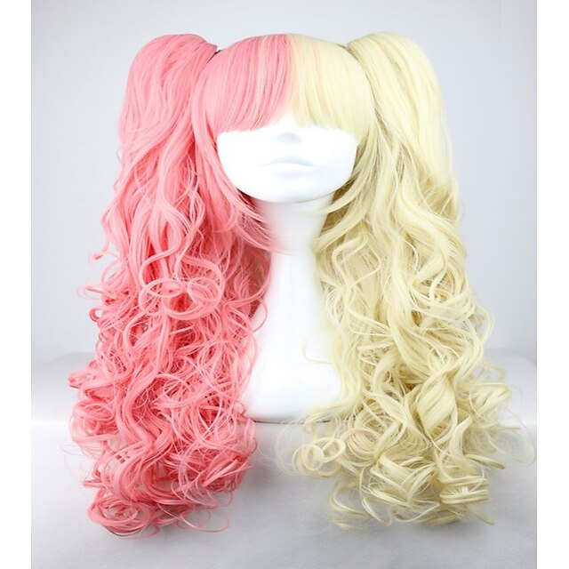  Szintetikus parókák Hullámos Hullámos Paróka Pink Rózsaszín Szintetikus haj Női Fonott paróka Afrikai hajfonat Pink hairjoy