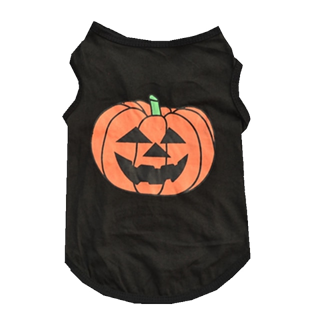  Cat Dog Halloween Costumes Shirt / T-Shirt Puppy Clothes Pumpkin Halloween Dog Clothes Puppy Clothes Dog Outfits Black Costume for Girl and Boy Dog Cotton XS S M L