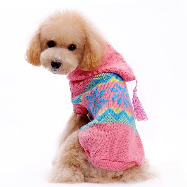  Cat Dog Sweater Hoodie Winter Dog Clothes Pink Costume Acrylic Fibers Color Block Casual / Daily XS S M L XL XXL