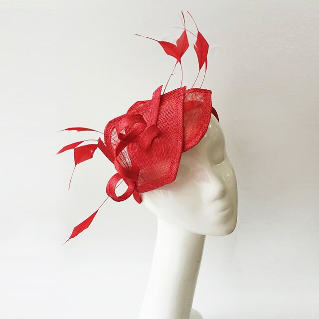  Pellava / Sulka fascinators kanssa 1 Häät / Erikoistilaisuus Päähine