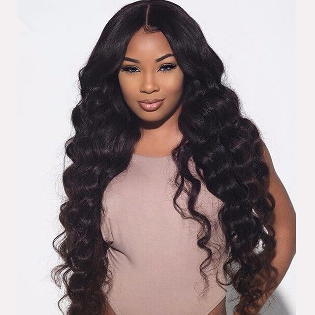  Remy Human Hair Glueless Lace Front Lace Front Wig style Loose Wave Wig 130% 150% 180% Density Natural Hairline African American Wig 100% Hand Tied Women's Short Medium Length Long Human Hair Lace Wig