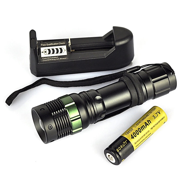  7W 900LM Q5 LED Mini Flashlight Torch Zoomable Adjustable Focus Zoom Light Lamp Full set Of Battery Charger