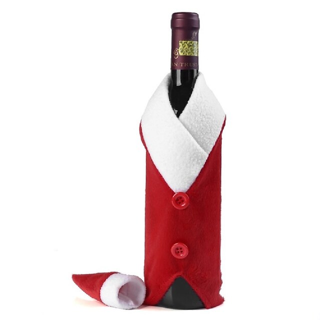  קישוט בית אדום יין בקבוק שקית כיסוי שקיות שולחן ארוחת חג המולד לקישוט חג המולד