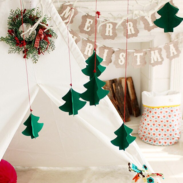  7pcs Christmas Tree Decorated Three-dimensional Ornaments New Window Hotel Mall Non-woven Fabric