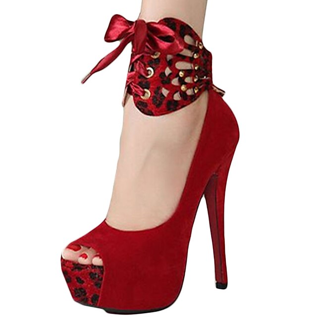  Mujer Zapatos PU Verano Confort Sandalias Tacón Cuña Punta abierta Pajarita Para Vestido Negro Rojo