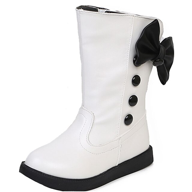 בנות נעליים PU סתיו חורף נוחות מגפי שלג מגפיים הליכה רוכסן עבור קזו'אל שמלה לבן שחור אדום