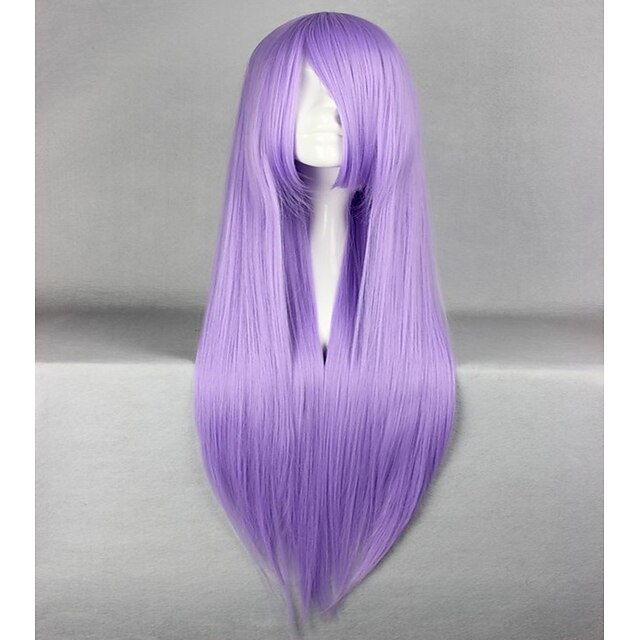  Synteettiset peruukit / Pilailuperuukit Suora Synteettiset hiukset Violetti Peruukki Naisten Hyvin pitkä Suojuksettomat Purppura