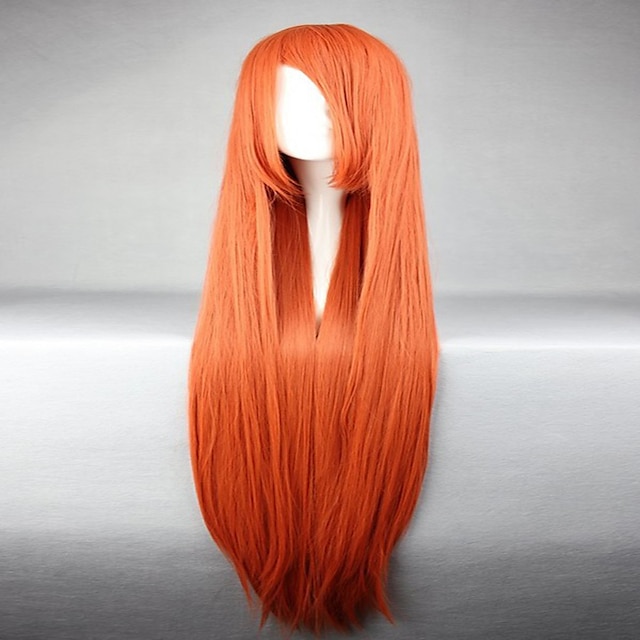  Cosplay-peruukit Synteettiset peruukit Pilailuperuukit Suora Suora Peruukki Oranssi Synteettiset hiukset Naisten Punainen hairjoy