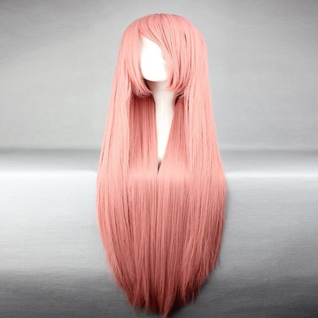  Synthetische pruiken Kostuum pruiken Recht Recht  Pruik Roze Erg lang Roze Synthetisch haar Dames Roze hairjoy