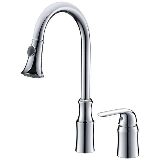  Kitchen faucet - Single Handle Two Holes Ti-PVD Pull-out / ­Pull-down Widespread Modern / Brass