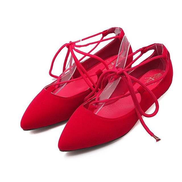  Damen-Flache Schuhe-Kleid Lässig-Vlies-Flacher Absatz-Ballerina-Schwarz Rot Blau