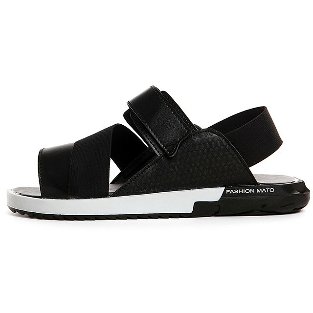  Unisex Shoes PU(Polyurethane) Summer Comfort Sandals Flat Heel Magic Tape White / Black / Orange