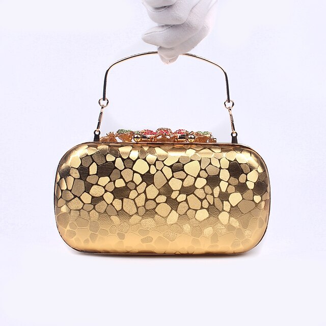  Mulheres Bolsas uretano poli PU Bolsa de Festa Cristal / Strass Geométrica Casamento Festa Festa / Eventos Dourado Preto Vermelho Prata