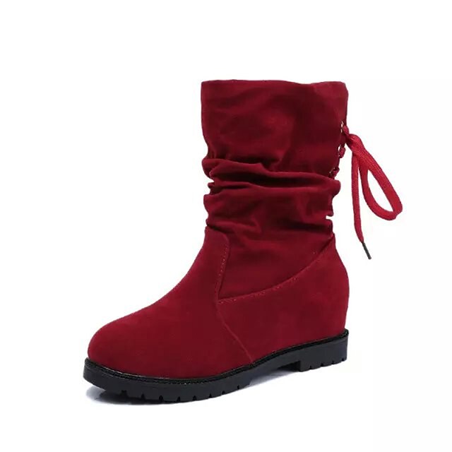  Bootsit-Tasapohja-Naisten-PU-Musta Keltainen Punainen-Puku Rento-Comfort