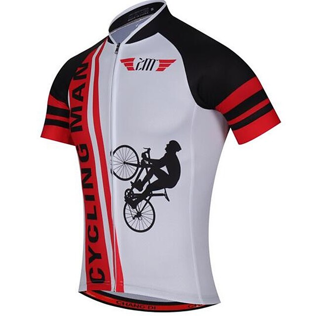  Men's Short Sleeve Cycling Jersey - White Bike Jersey Top Breathable Quick Dry Anatomic Design Sports Coolmax® Mesh 100% Polyester Mountain Bike MTB Road Bike Cycling Clothing Apparel / Stretchy