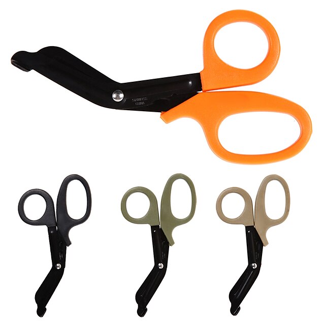  Scissors Military Multi Function Survival Convenient Stainless Steel Hiking Camping Outdoor Indoor Travel Orange Brown Green 1pc