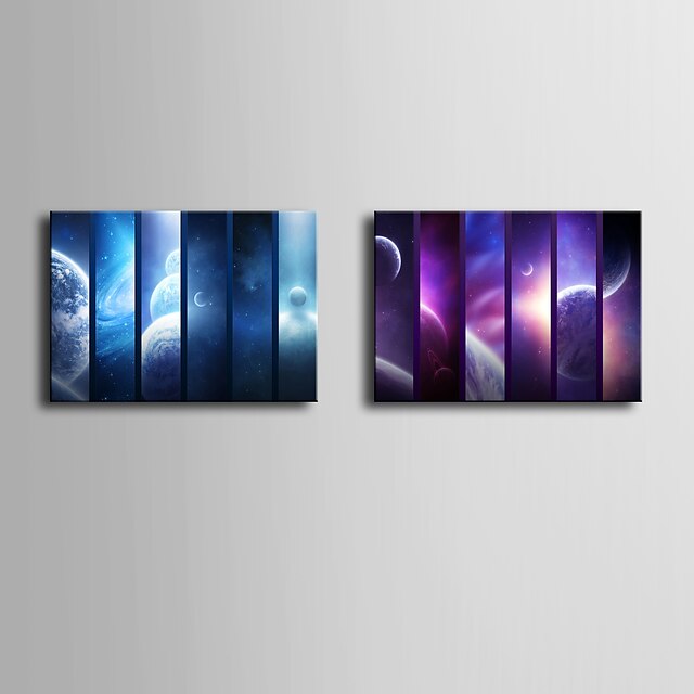  E-HOME® Stretched Canvas Art Universe Decorative Painting Set of 2