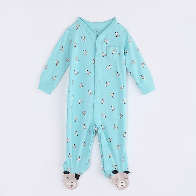  Baby Boys' Daily Animal Long Sleeve Cotton Overall & Jumpsuit Light Green