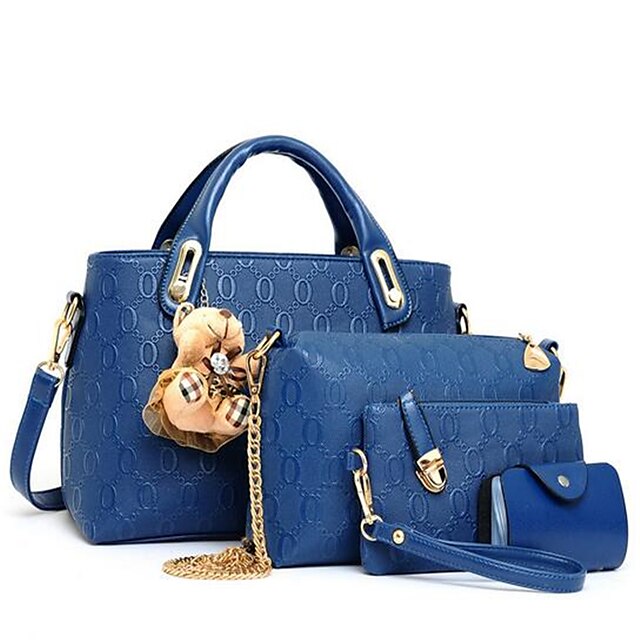  Women's PU(Polyurethane) Bag Set Bag Sets 4 Pieces Purse Set Blue