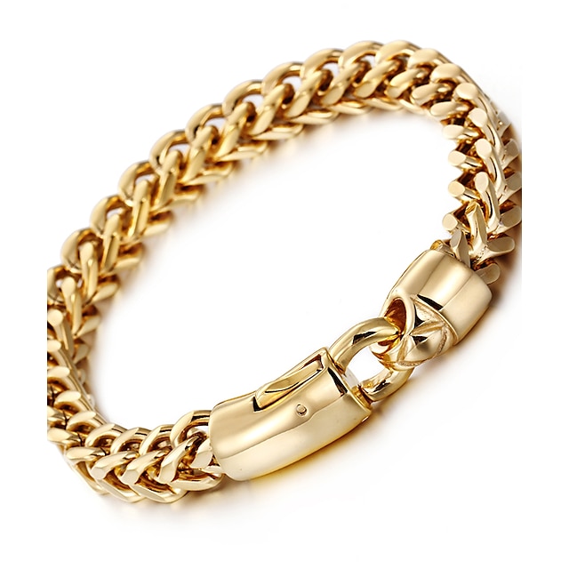  Men's Chain Bracelet Wheat Baht Chain Luxury Fashion Hip-Hop Hip Hop 18K Gold Plated Bracelet Jewelry Golden / Silver For Party Street Gift Casual Daily / Stainless Steel / Titanium Steel