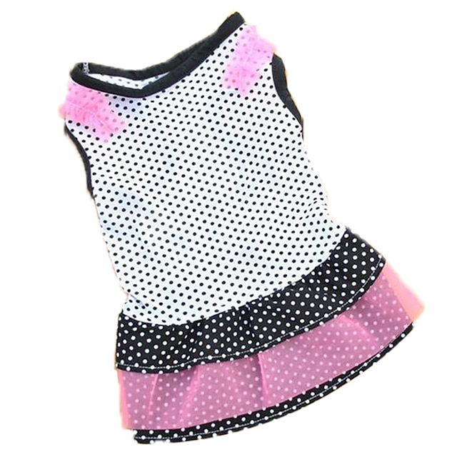  Cat Dog Dress Polka Dot Casual / Daily Fashion Dog Clothes Puppy Clothes Dog Outfits White Black Rose Costume for Girl and Boy Dog Cotton XS S M L